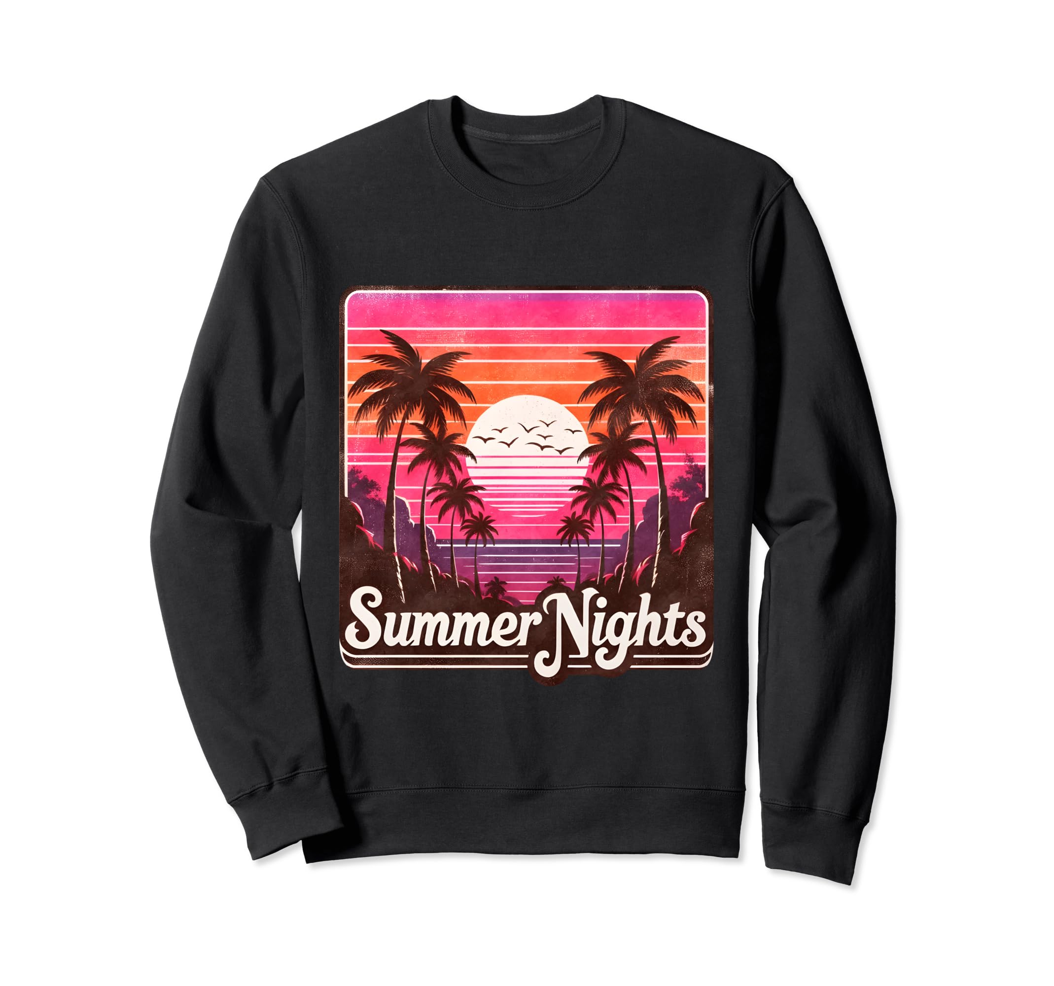 Summer Nights 80S Synthwave Sweatshirt - Fun Novelty Design Unisex - T-Shirt, Sweatshirt, Hoodie