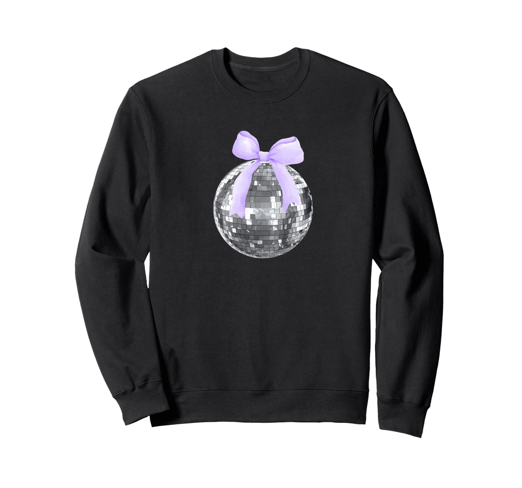 Disco Ball Purple Lilac Bow Sweatshirt - Minimalist Print for Adults - T-Shirt, Sweatshirt, Hoodie