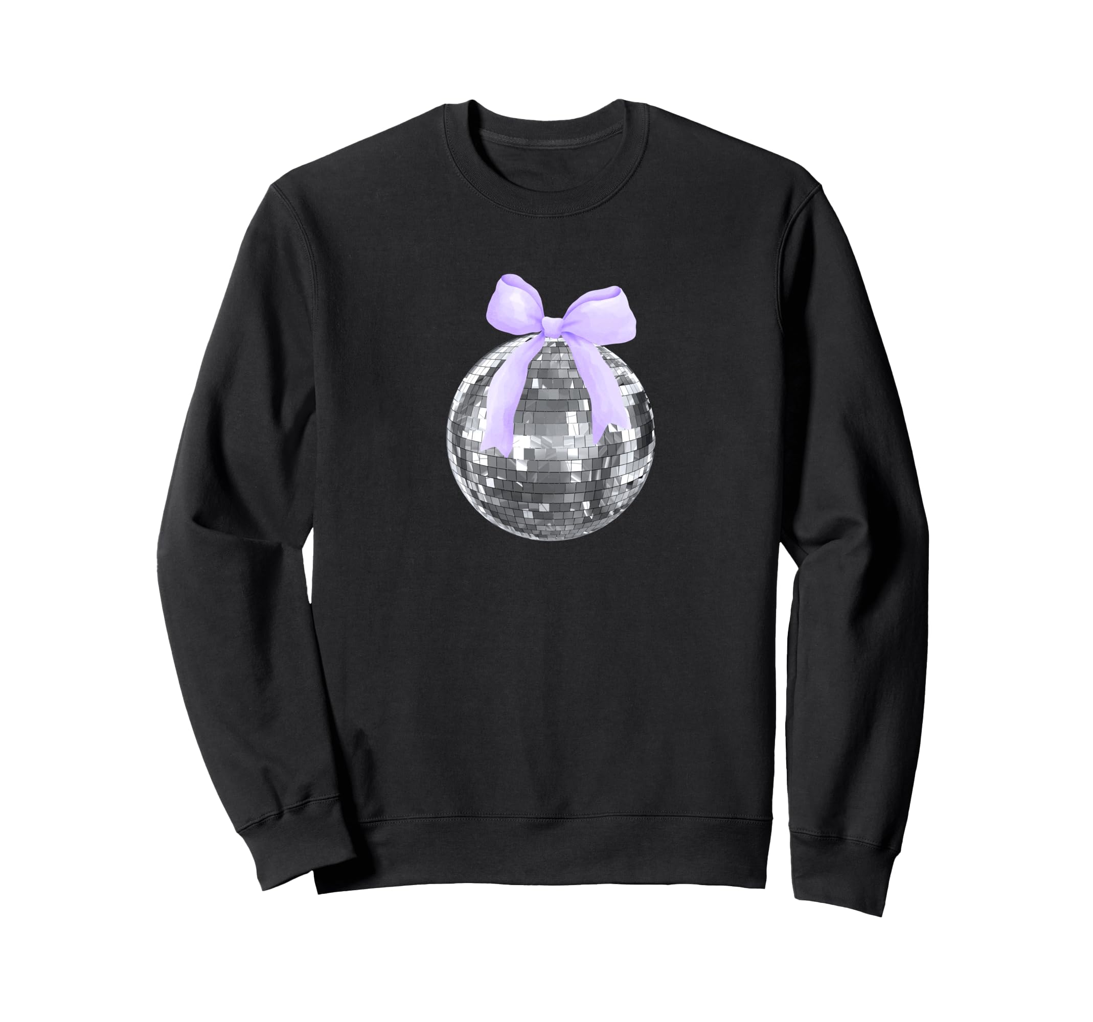 Disco Ball Purple Lilac Bow Sweatshirt - Minimalist Print for Adults - T-Shirt, Sweatshirt, Hoodie