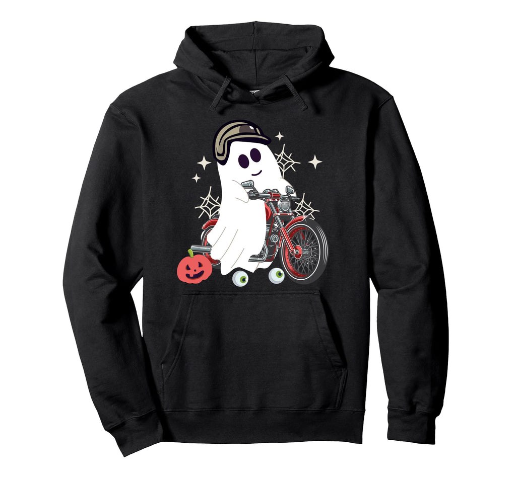 Motorcycle Biker Halloween Ghost Hoodie - Streetwear Style Men Women - T-Shirt, Sweatshirt, Hoodie