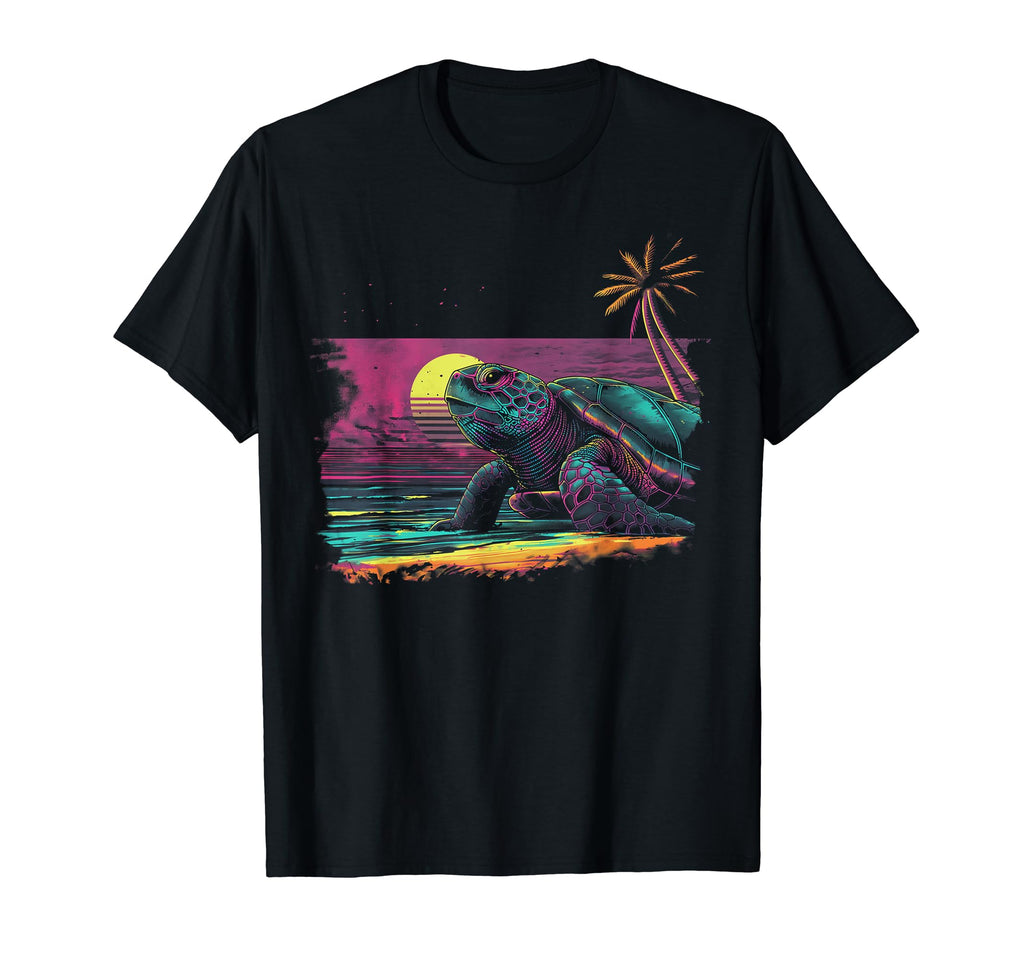 Turtle Vaporwave Aesthetic Synthwave 80S T-Shirt - Custom Art Print Unisex - T-Shirt, Sweatshirt, Hoodie