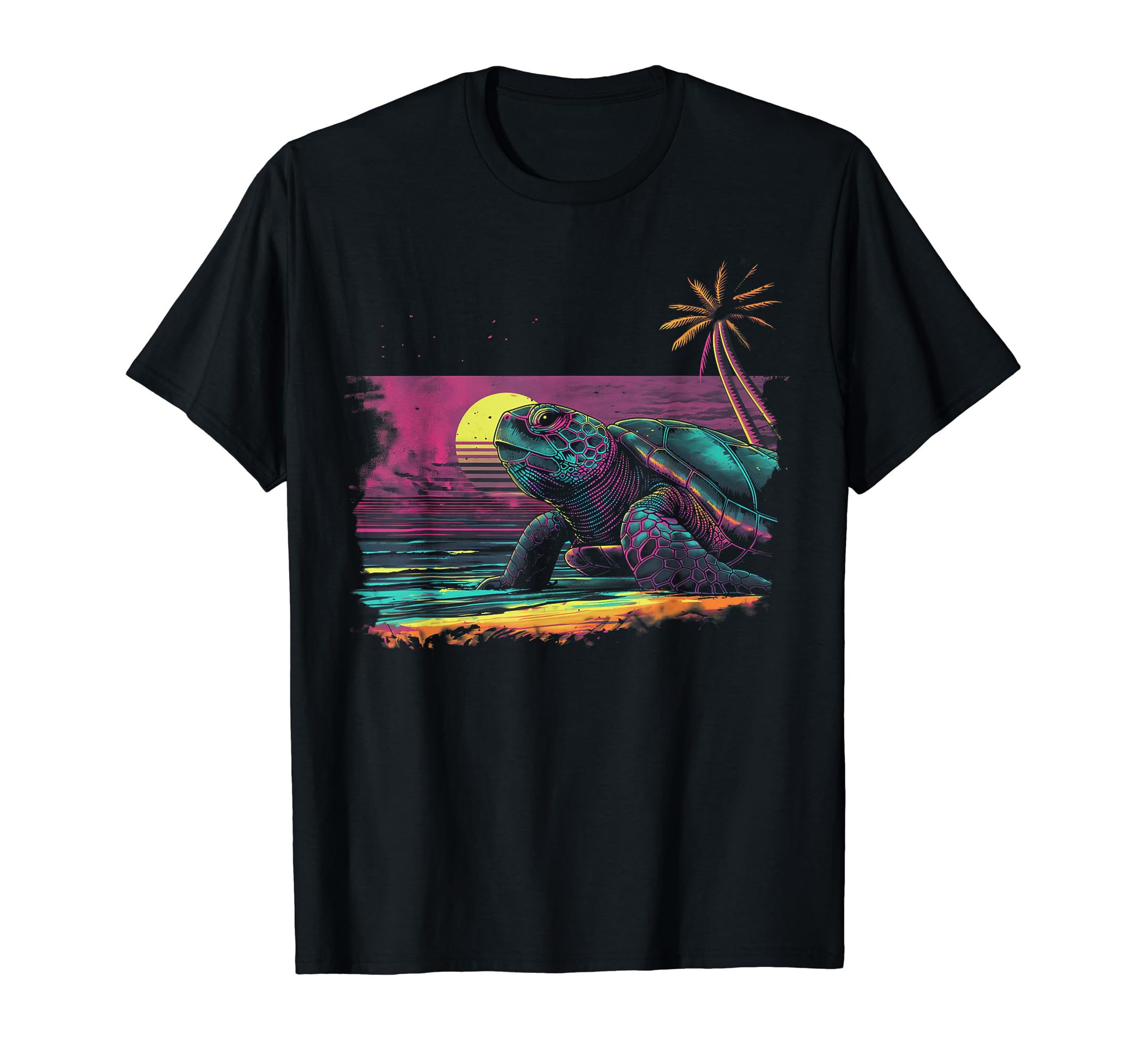 Turtle Vaporwave Aesthetic Synthwave 80S T-Shirt - Custom Art Print Unisex - T-Shirt, Sweatshirt, Hoodie