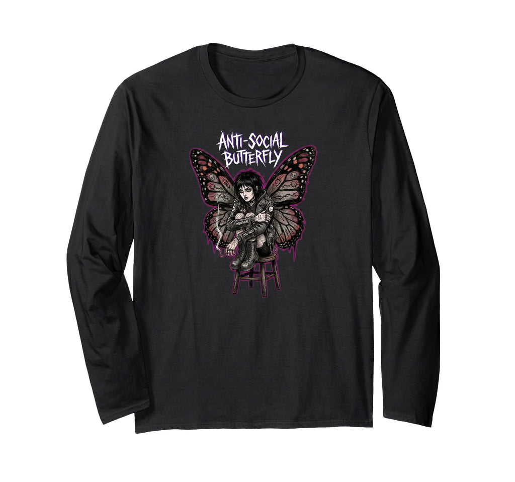 Anti Social Butterfly Goth Trad T-Shirt - Casual Everyday Wear for Adults - T-Shirt, Sweatshirt, Hoodie