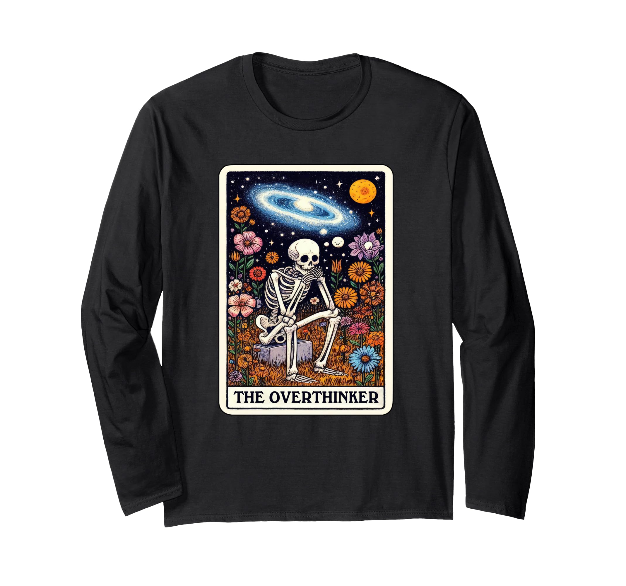 Overthinker Tarot Card Skeleton Funny T-Shirt - Trendy Graphic Unisex - T-Shirt, Sweatshirt, Hoodie