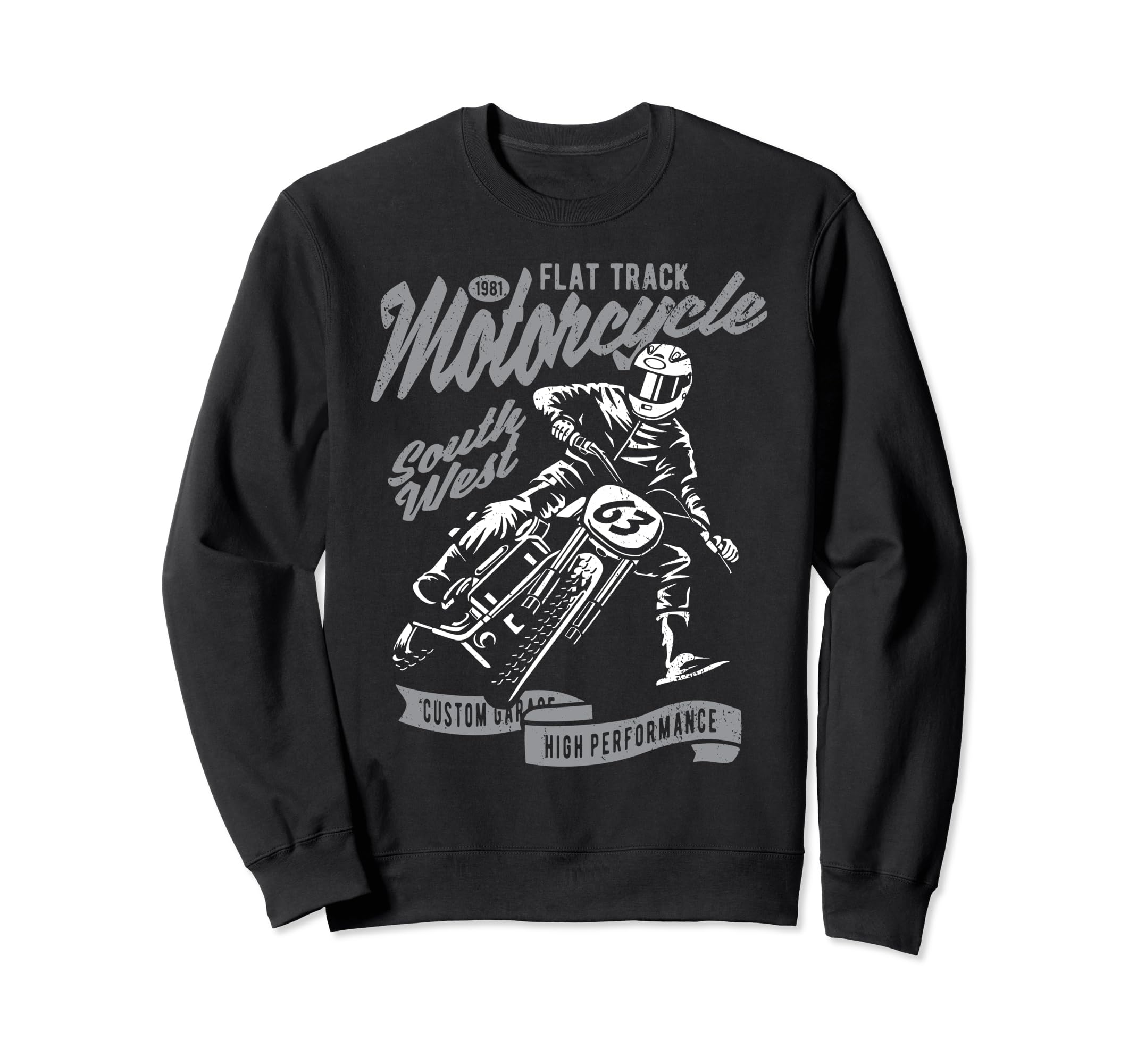Flat Track Motorcycle Race Sweatshirt - Custom Art Print Unisex - T-Shirt, Sweatshirt, Hoodie