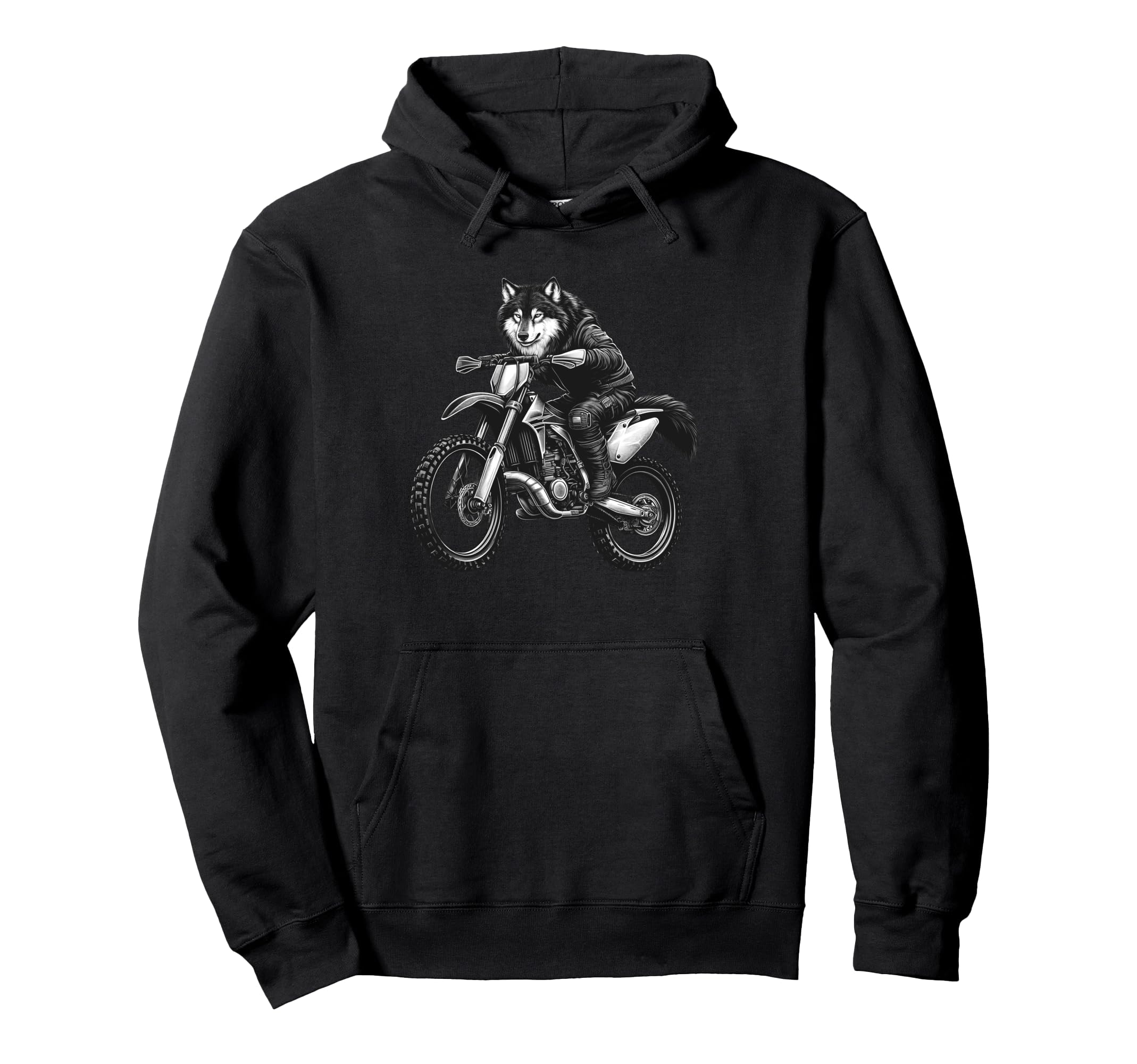 Funny Motocross Bike Wolf Riding Dirt Hoodie - Aesthetic Graphic Men Women - T-Shirt, Sweatshirt, Hoodie