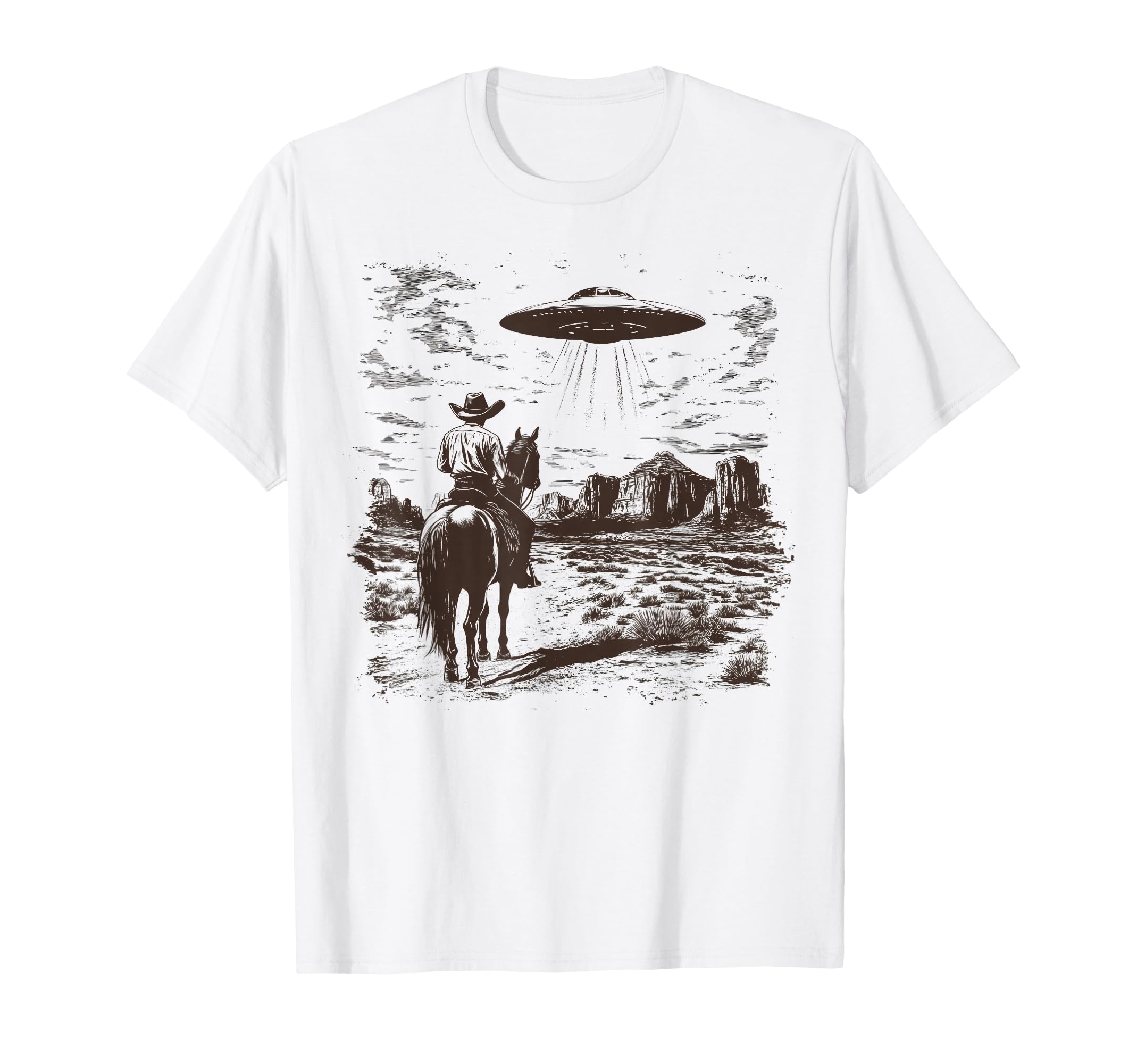 Rodeo Cowboy Western Country Spaceship T-Shirt - Trendy Graphic Men Women - T-Shirt, Sweatshirt, Hoodie