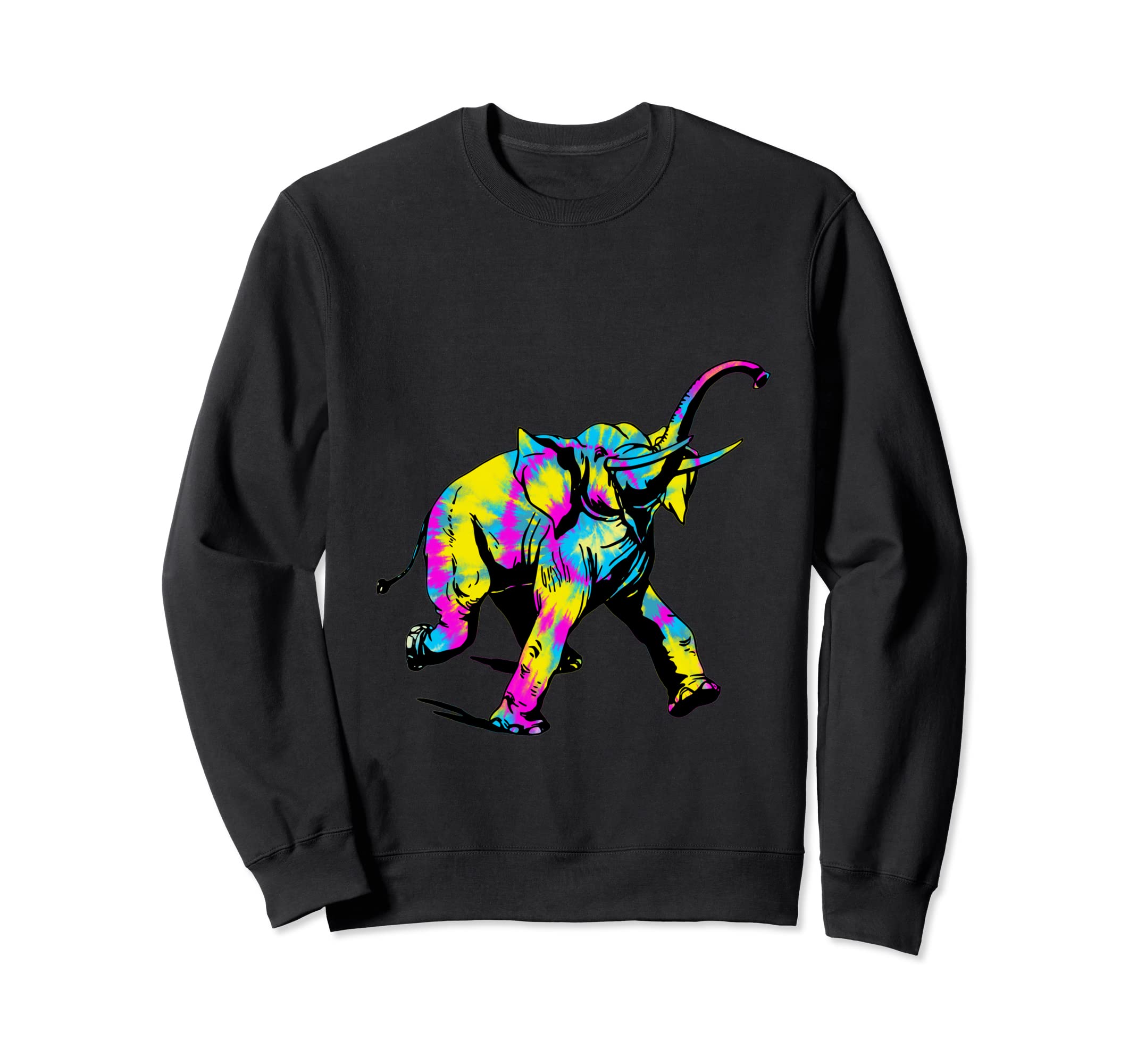 Elephant Tie Dye 60S 70S Rainbow Sweatshirt - Novelty Apparel for Adults - T-Shirt, Sweatshirt, Hoodie