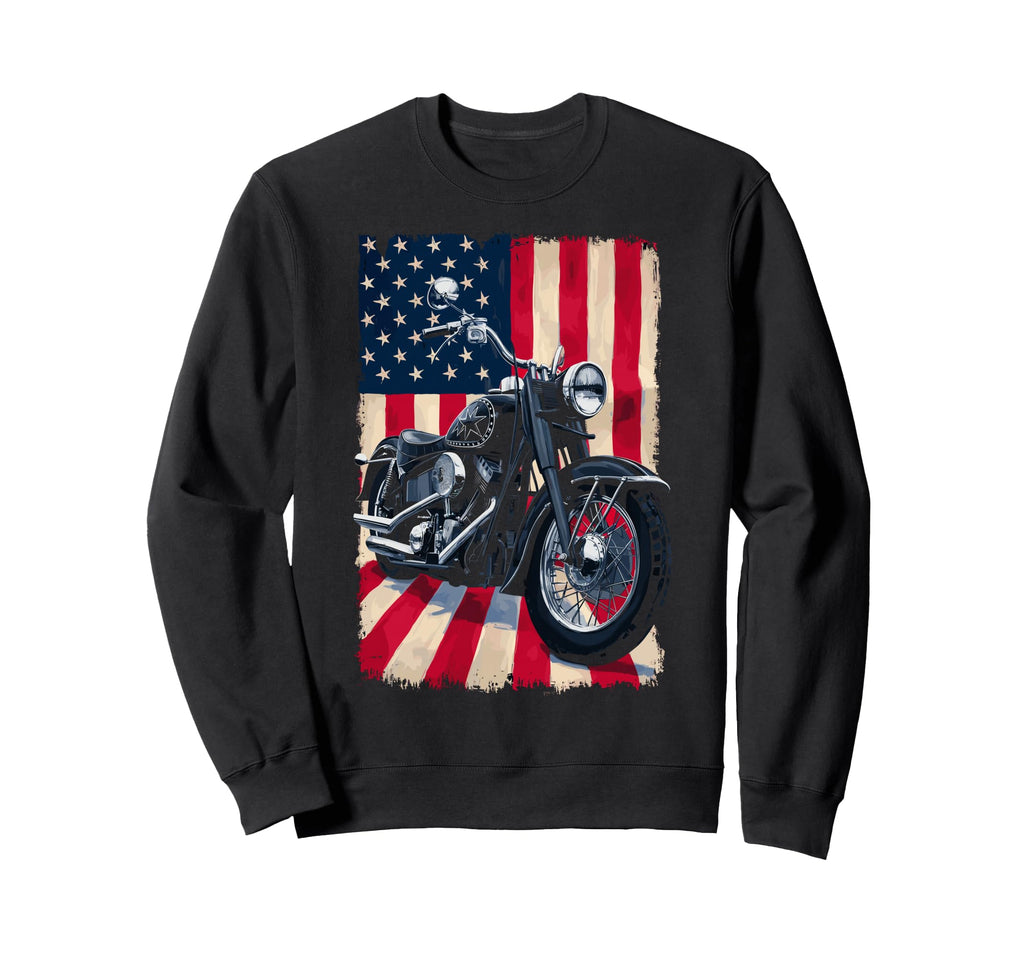 Patriotic Motorcycle Usa Flag Biker Sweatshirt - Trendy Graphic Men Women - T-Shirt, Sweatshirt, Hoodie