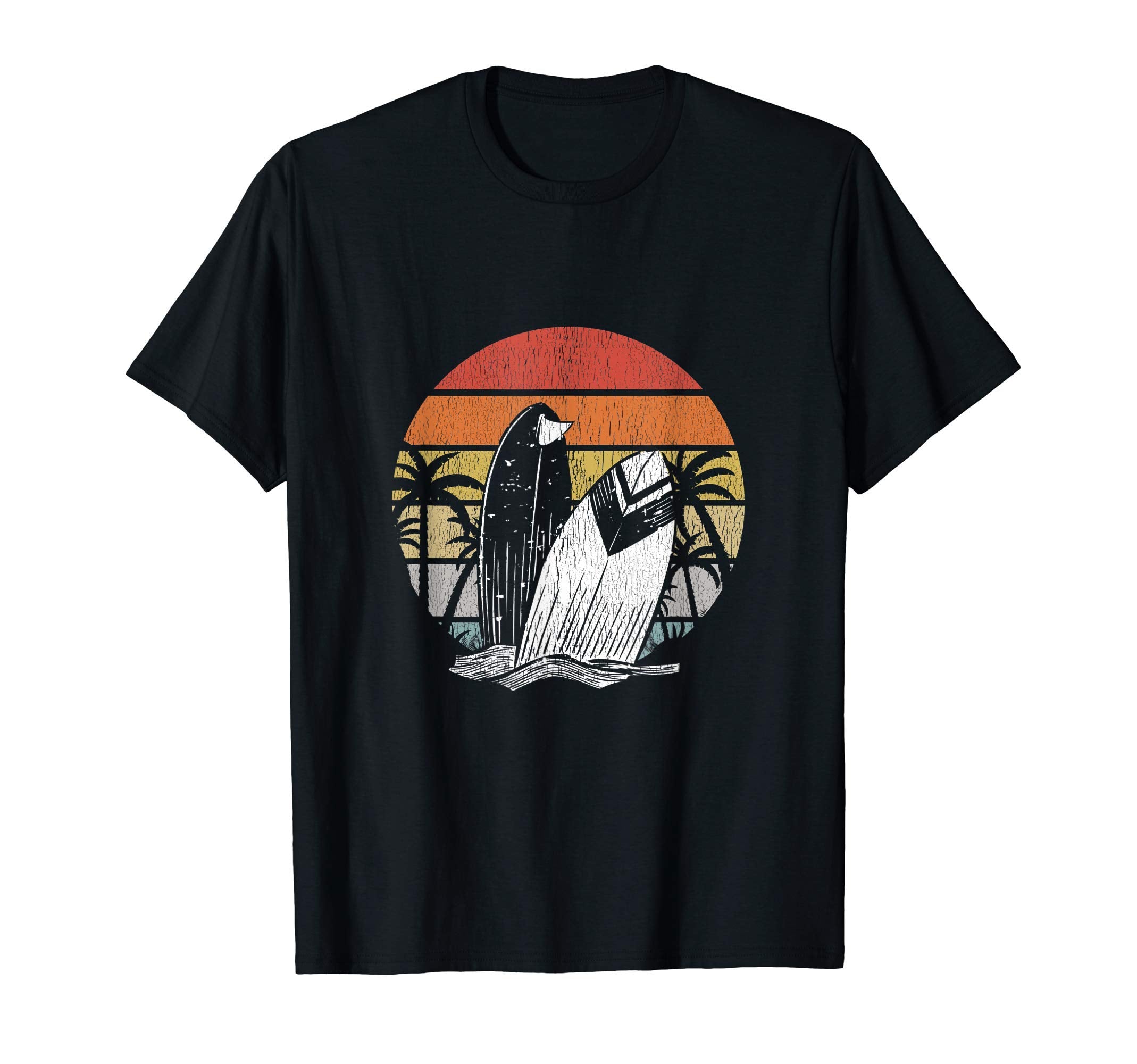Surfboard Palm Trees Sunset T-Shirt - Casual Everyday Wear Men Women - T-Shirt, Sweatshirt, Hoodie