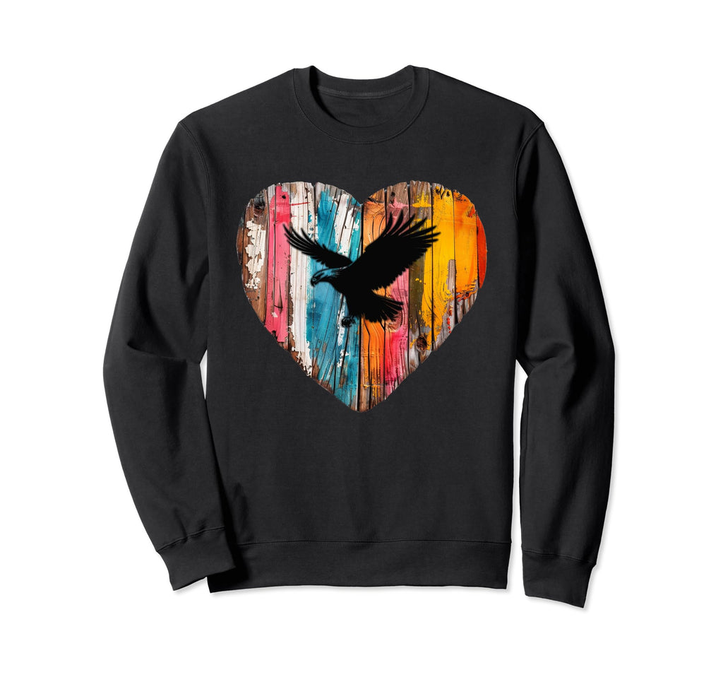 Nature Wooden Heart Eagle Sweatshirt - Fun Novelty Design Men Women - T-Shirt, Sweatshirt, Hoodie
