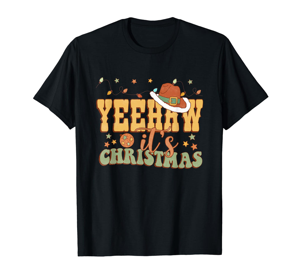 Western Merry Yeehaw Santa Hat T-Shirt - Casual Everyday Wear Men Women - T-Shirt, Sweatshirt, Hoodie