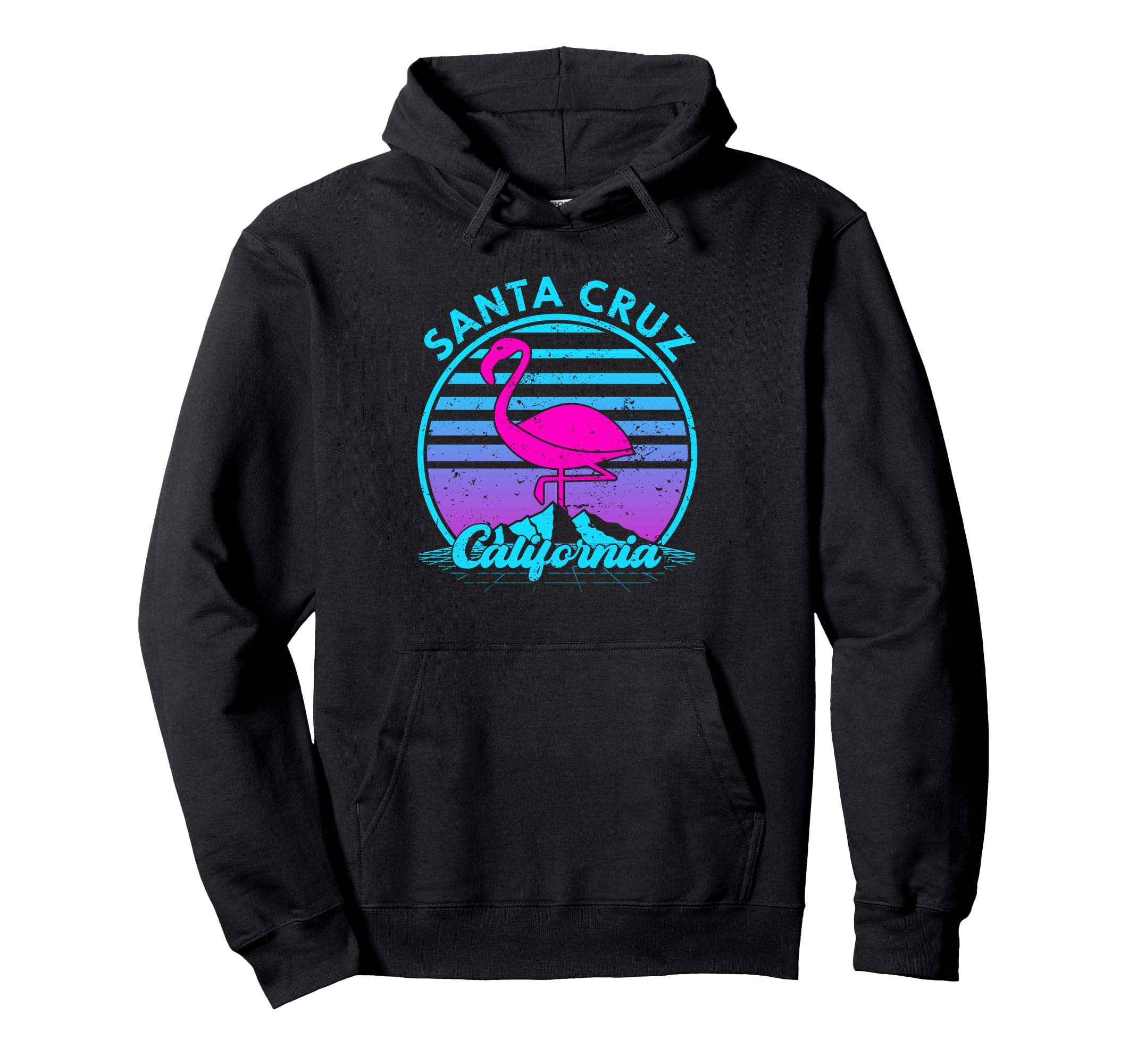 Santa Cruz California Flamingo Sunset Hoodie - Streetwear Style for Adults - T-Shirt, Sweatshirt, Hoodie