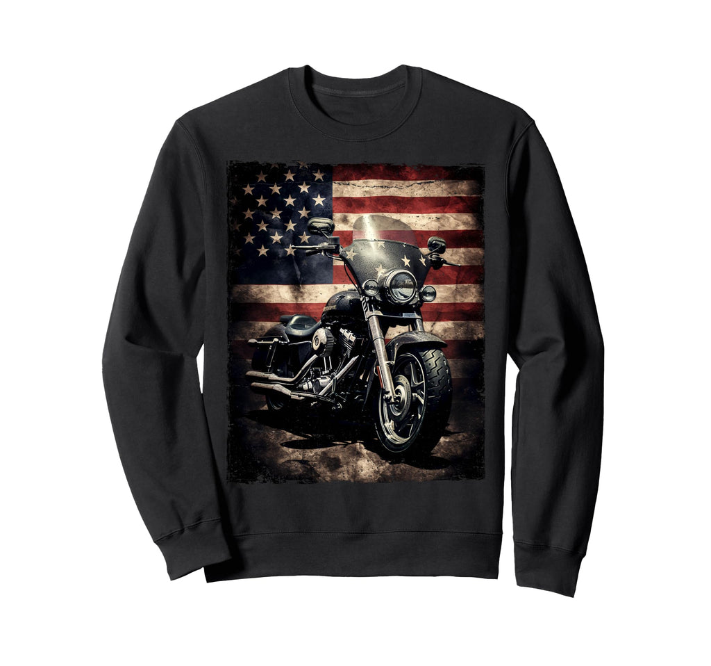Motorcycle Usa Flag Biker Sweatshirt - Casual Everyday Wear for Adults - T-Shirt, Sweatshirt, Hoodie