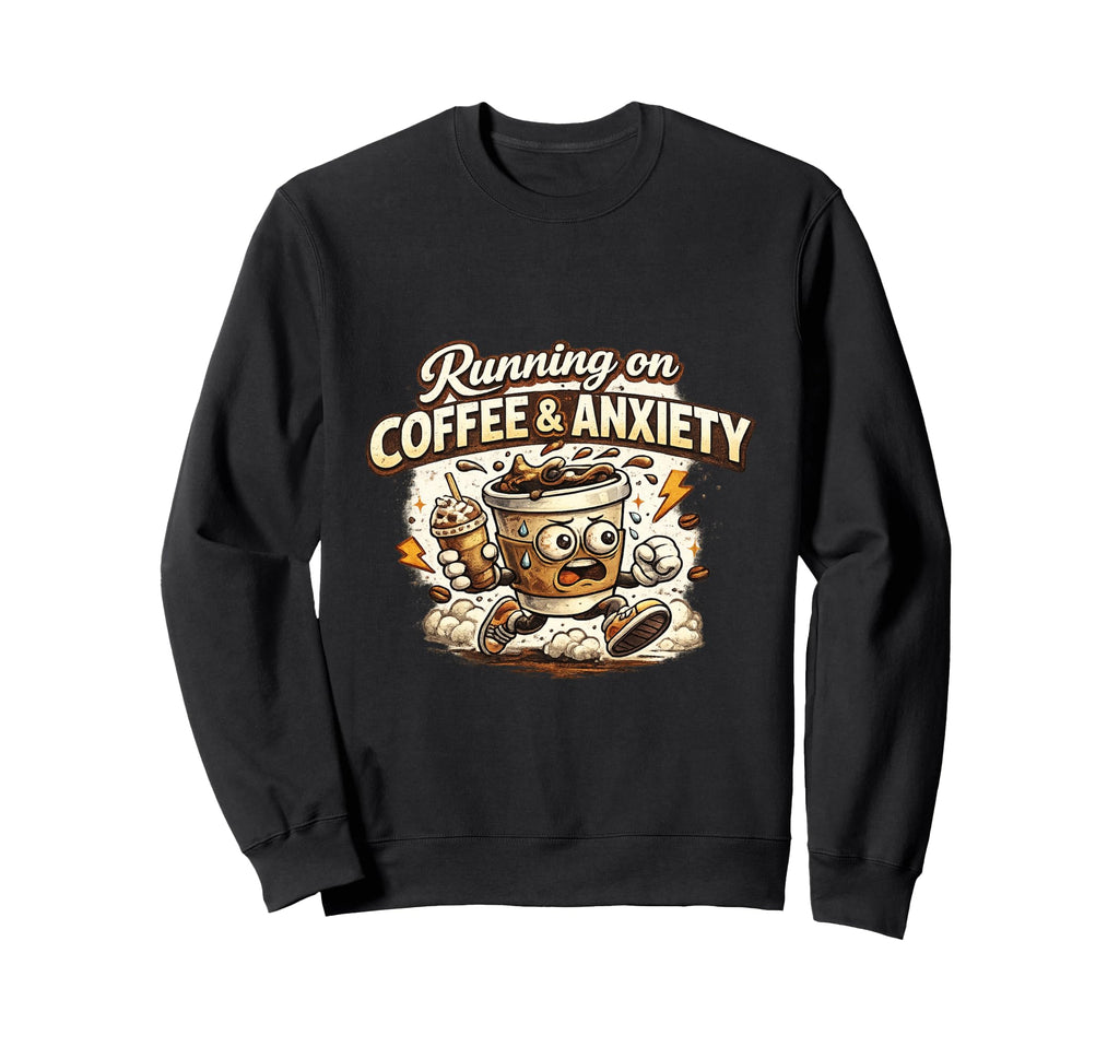 Funny Running Coffee And Anxiety Sweatshirt - Streetwear Style for Adults - T-Shirt, Sweatshirt, Hoodie