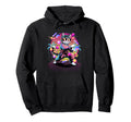 Synthwave Karate Cat 80S Martial Arts Feline Hoodie - Graphic Print Unisex - T-Shirt, Sweatshirt, Hoodie