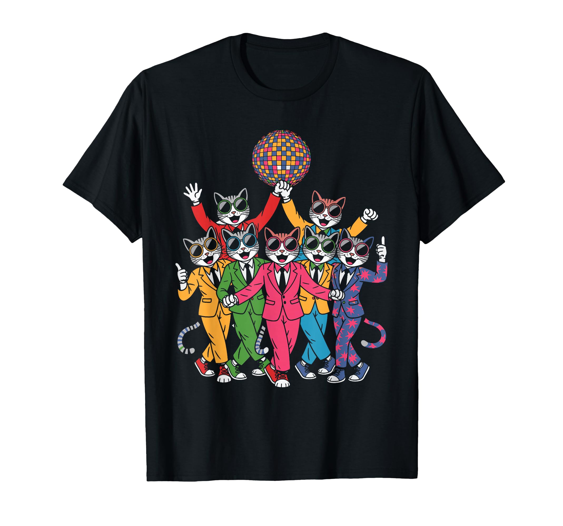 Cat Disco Ball Funny Kitten 70S T-Shirt - Novelty Apparel for Adults - T-Shirt, Sweatshirt, Hoodie
