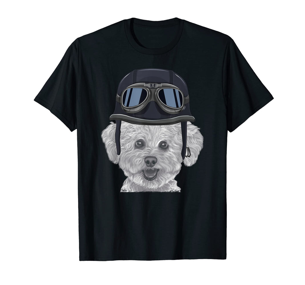 Bichons Frise Wearing Motorcycle T-Shirt - Fun Novelty Design Men Women - T-Shirt, Sweatshirt, Hoodie