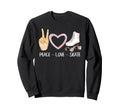 Roller Skating Peace Love Roller Sweatshirt - Minimalist Print for Adults - T-Shirt, Sweatshirt, Hoodie