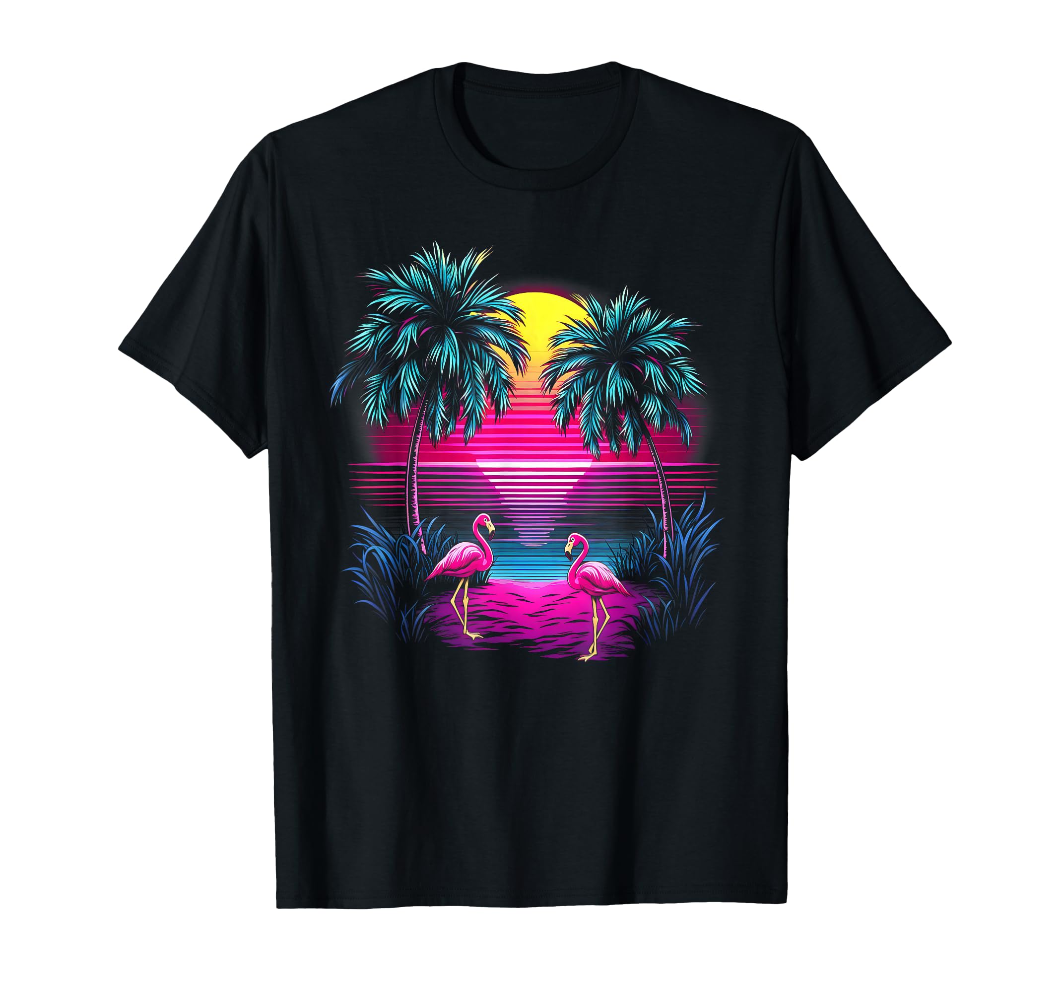 90S Vaporwave Aesthetic Palm Trees T-Shirt - Fun Novelty Design Men Women - T-Shirt, Sweatshirt, Hoodie