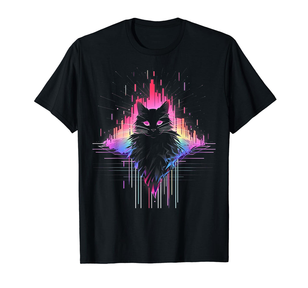Synthwave Cat 80S 1 T-Shirt - Novelty Apparel Unisex - T-Shirt, Sweatshirt, Hoodie