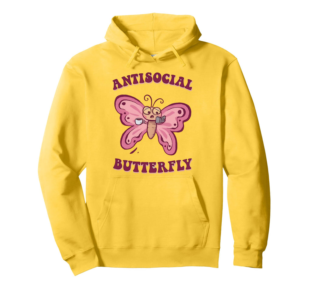 Groovy Anti Social Butterfly Hoodie - Casual Everyday Wear for Adults - T-Shirt, Sweatshirt, Hoodie
