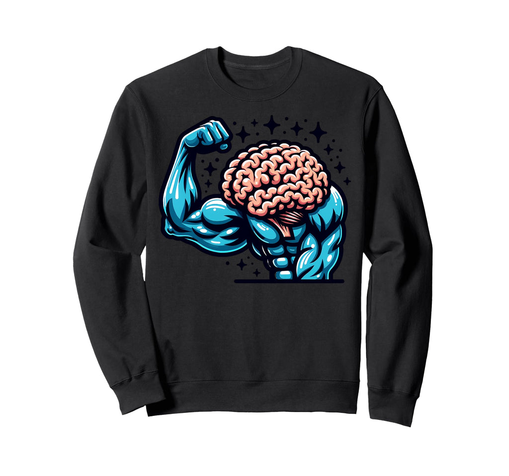 Muscular Brain Illustration Sweatshirt - Minimalist Print for Adults - T-Shirt, Sweatshirt, Hoodie