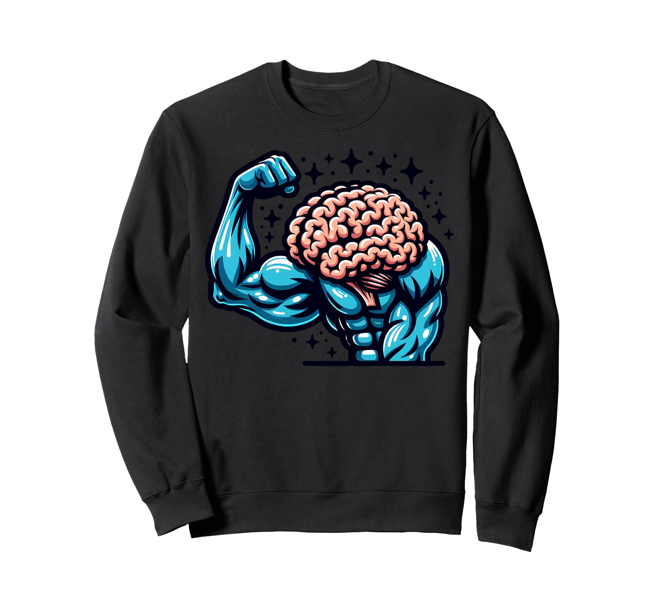 Muscular Brain Illustration Sweatshirt - Minimalist Print for Adults - T-Shirt, Sweatshirt, Hoodie