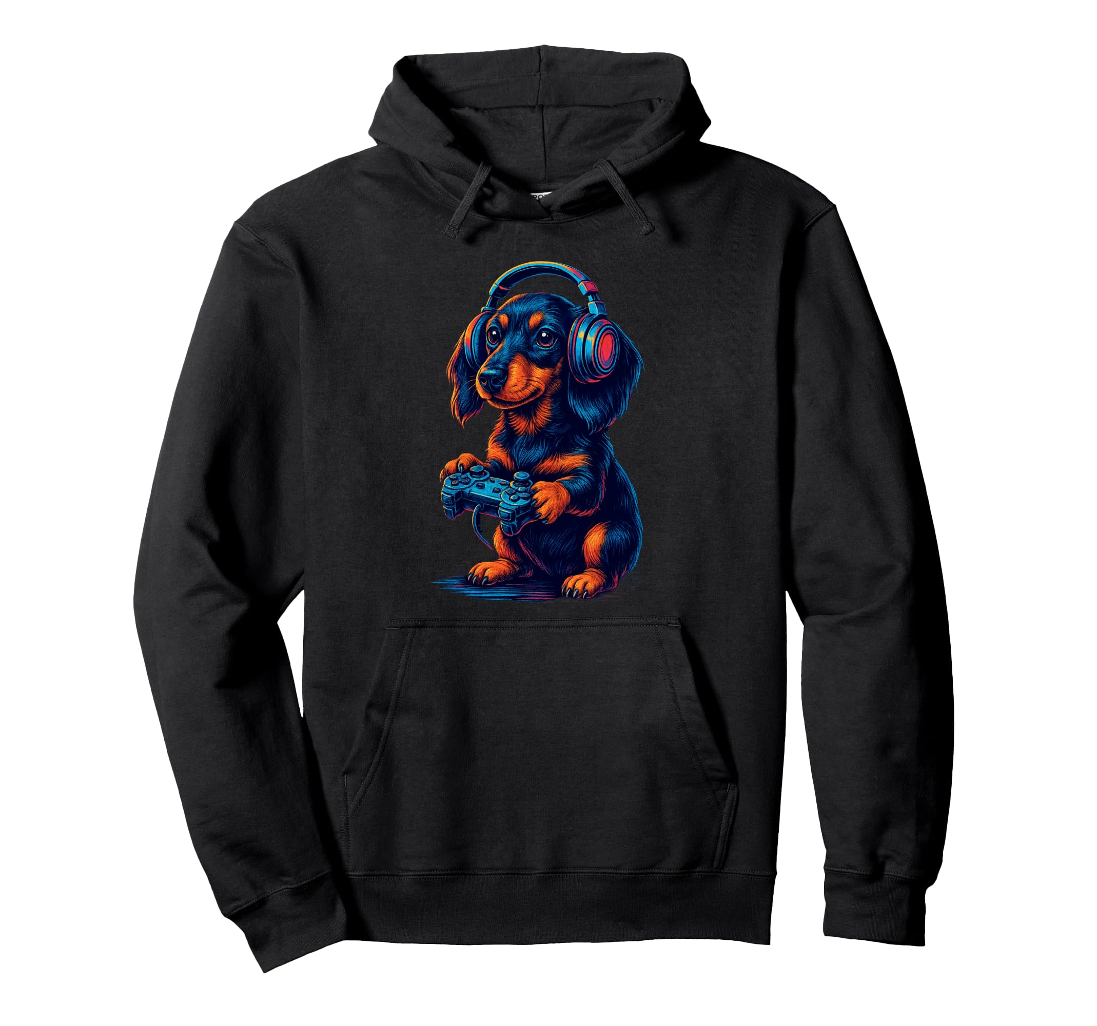 Dachshund Gamer Gaming Dog Lover Hoodie - Graphic Print Unisex - T-Shirt, Sweatshirt, Hoodie