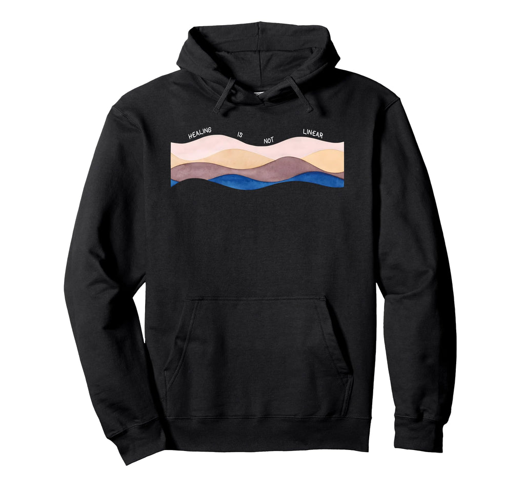 Healing Is Not Linear Vintafe Mental Hoodie - Minimalist Print Men Women - T-Shirt, Sweatshirt, Hoodie