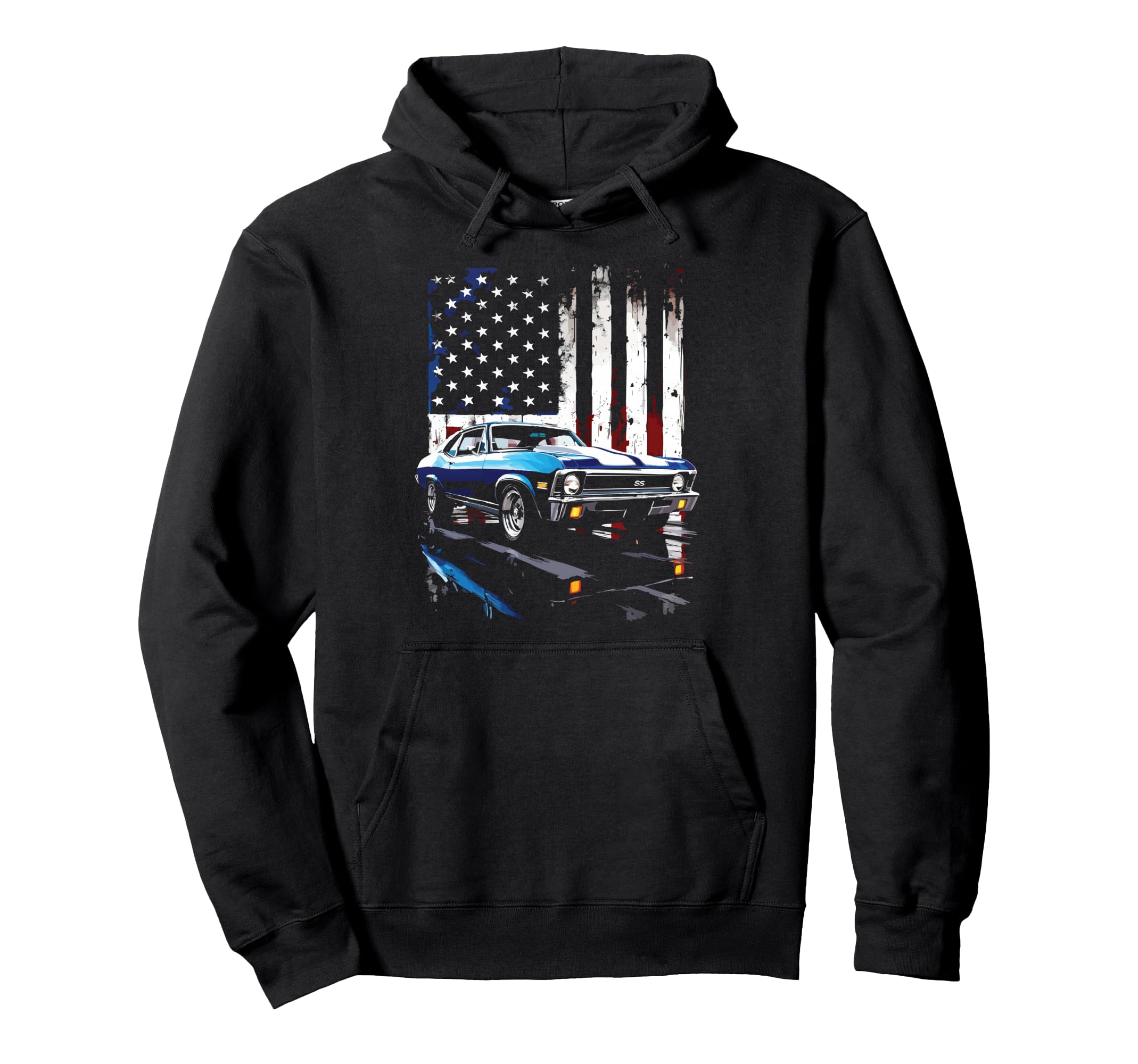 1969 Nova Ss Patriotic Usa Flag Muscle Hoodie - Novelty Apparel Men Women - T-Shirt, Sweatshirt, Hoodie