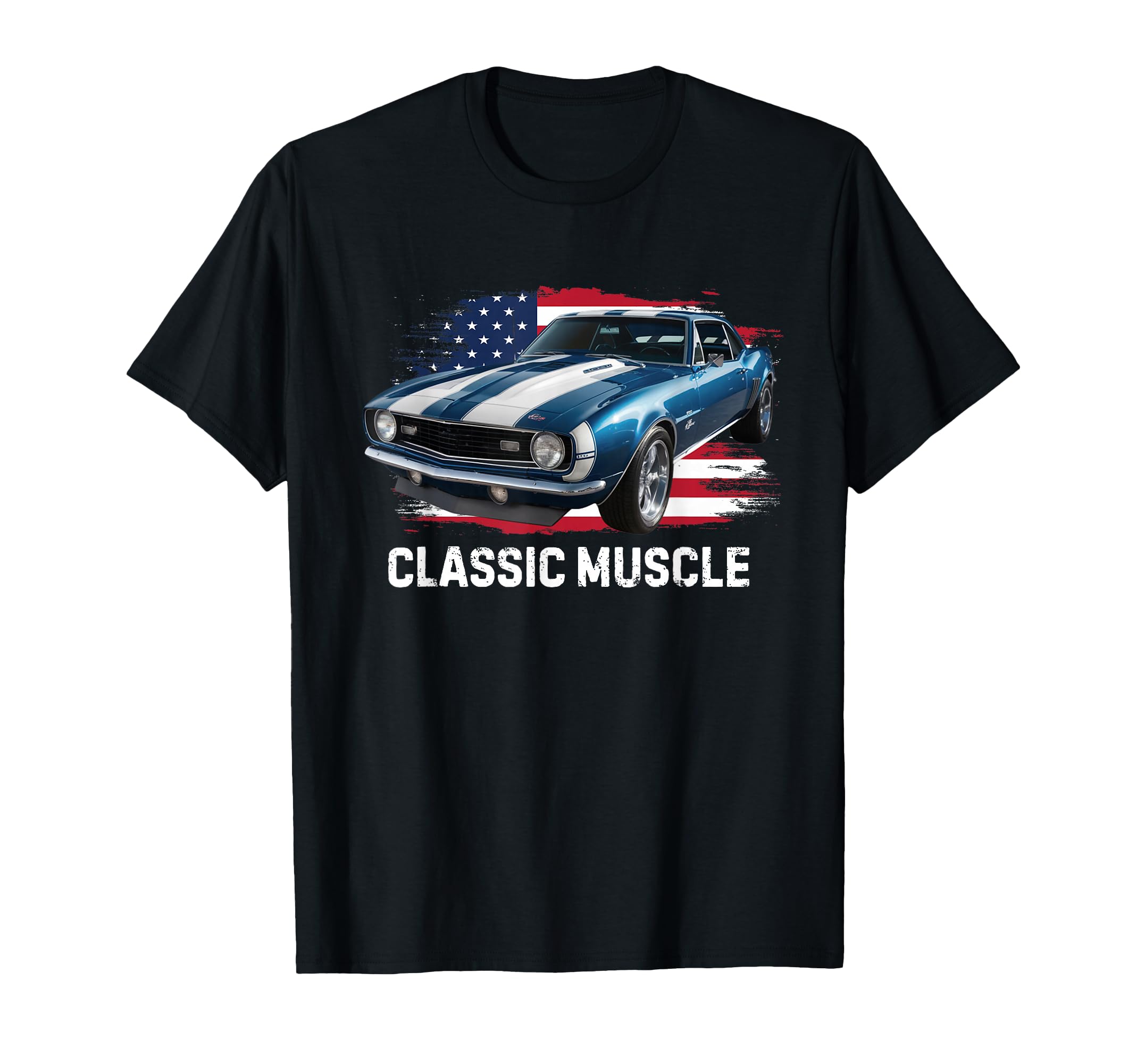 Patriotic Usa Flag Muscle American Car T-Shirt - Novelty Apparel for Adults - T-Shirt, Sweatshirt, Hoodie