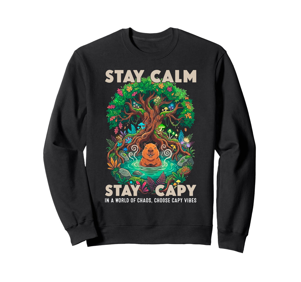 Stay Capy Capybara Zen Forest Sweatshirt - Casual Everyday Wear Unisex - T-Shirt, Sweatshirt, Hoodie