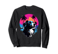 Border Collie 80S Synthwave Sunset Sweatshirt - Graphic Print for Adults - T-Shirt, Sweatshirt, Hoodie