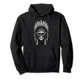 Skull Indian Headdress Indian Skull Hoodie - Casual Everyday Wear Unisex - T-Shirt, Sweatshirt, Hoodie