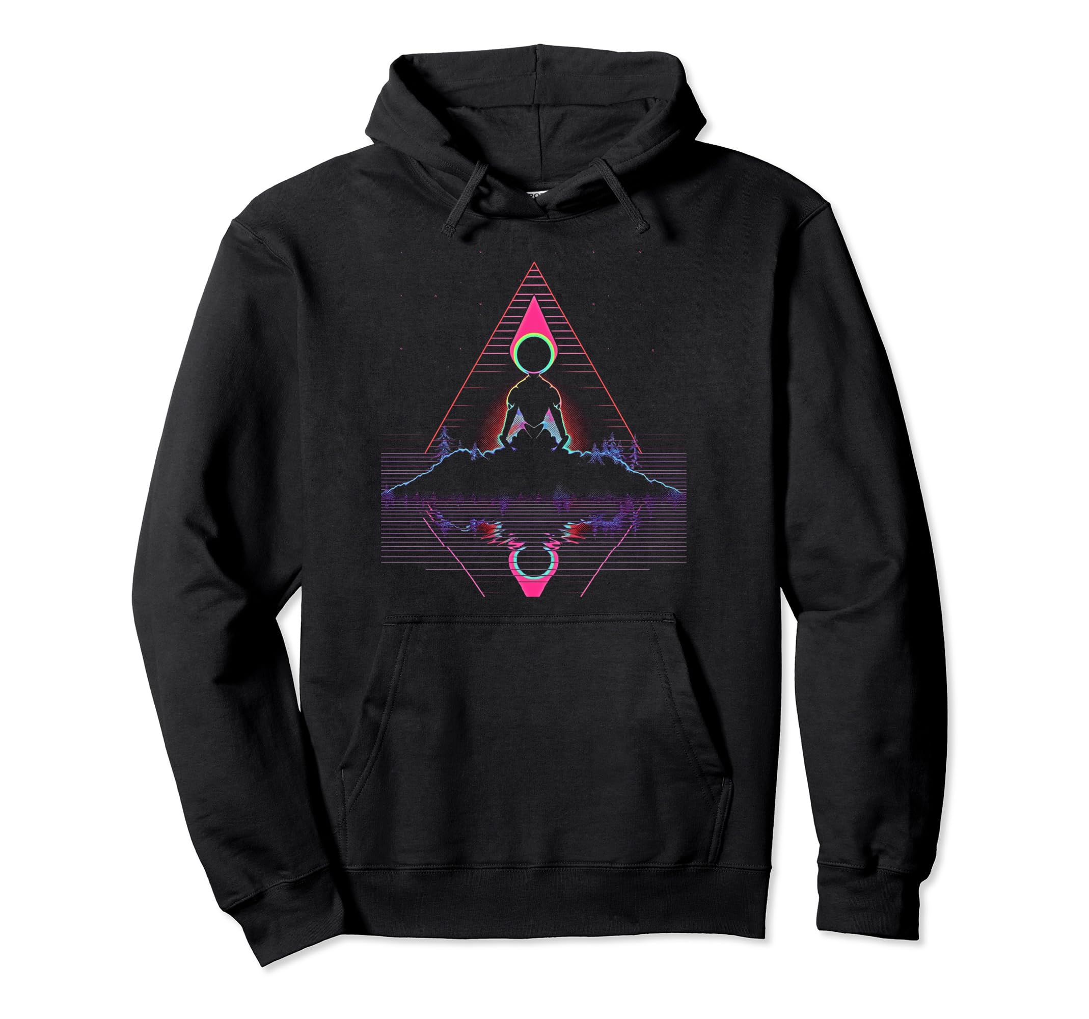 Synthwave Alien Buddha Cyberpunk Hoodie - Fun Novelty Design for Adults - T-Shirt, Sweatshirt, Hoodie