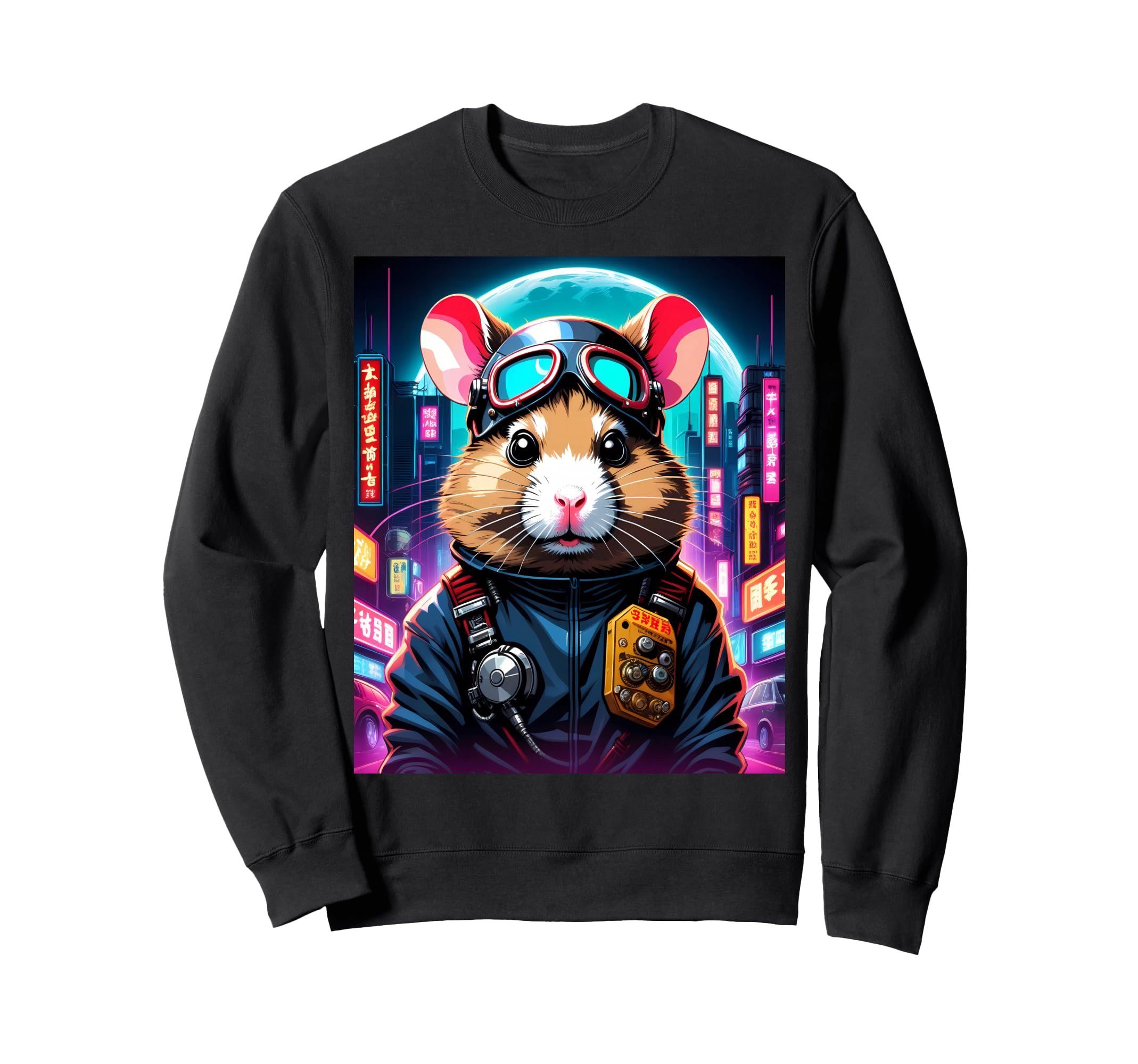Japanese Vaporwave Hamster 80S Synthwave Sweatshirt - Unique Graphic Unisex - T-Shirt, Sweatshirt, Hoodie