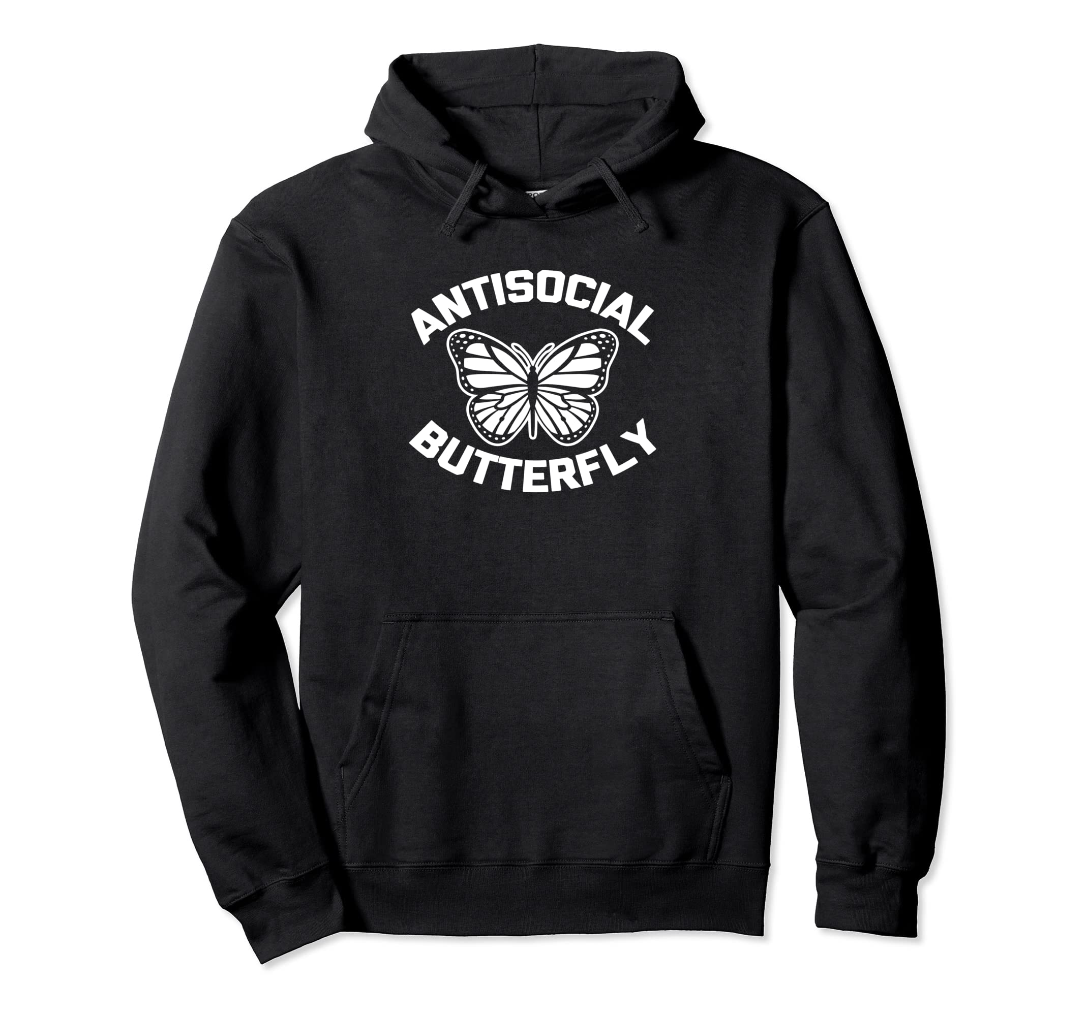 Antisocial Butterfly Funny Sarcastic Hoodie - Minimalist Print for Adults - T-Shirt, Sweatshirt, Hoodie
