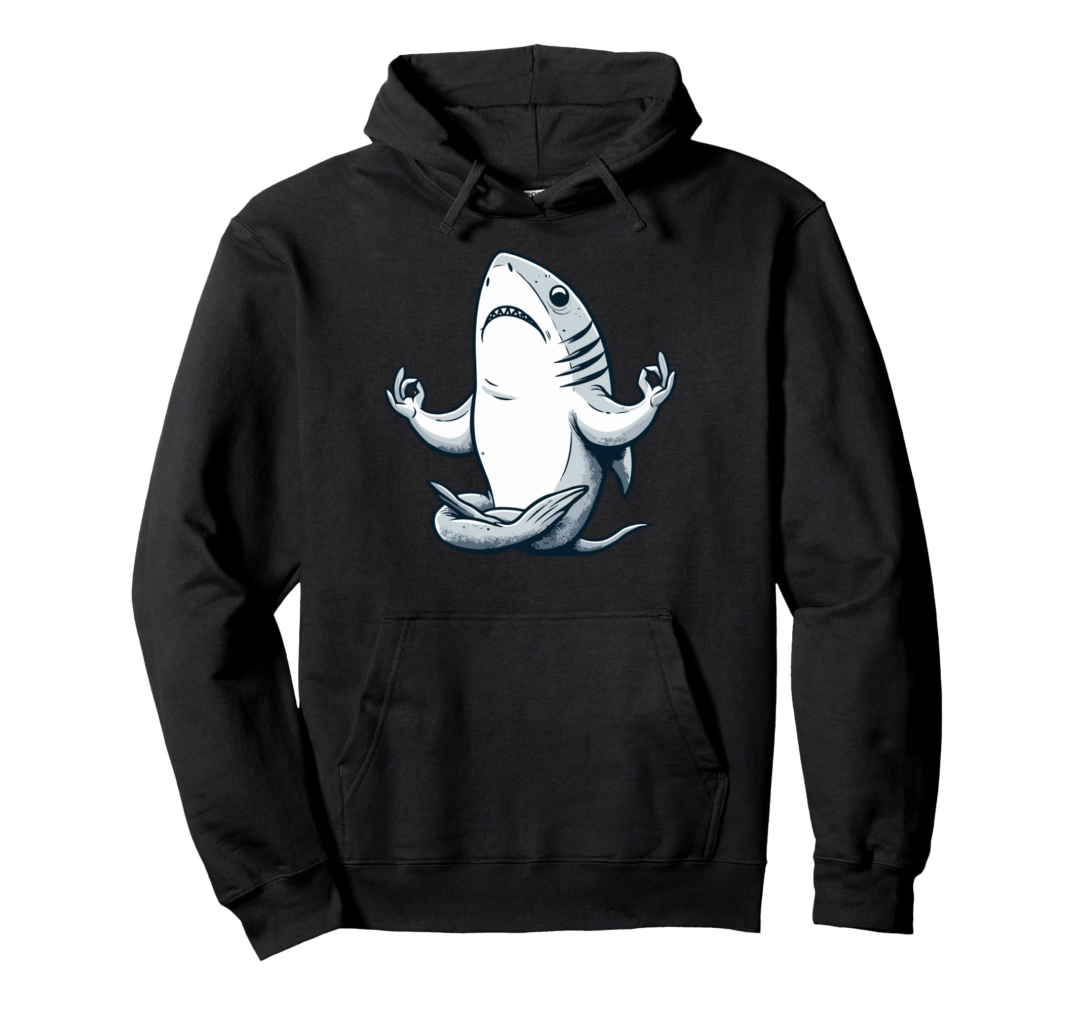 Meditation Shark Yoga Pose Relaxing Animal Hoodie - Unique Graphic Unisex - T-Shirt, Sweatshirt, Hoodie
