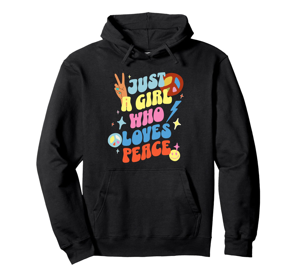 Just Who Loves Peace Womens 70S Hoodie - Casual Everyday Wear Men Women - T-Shirt, Sweatshirt, Hoodie