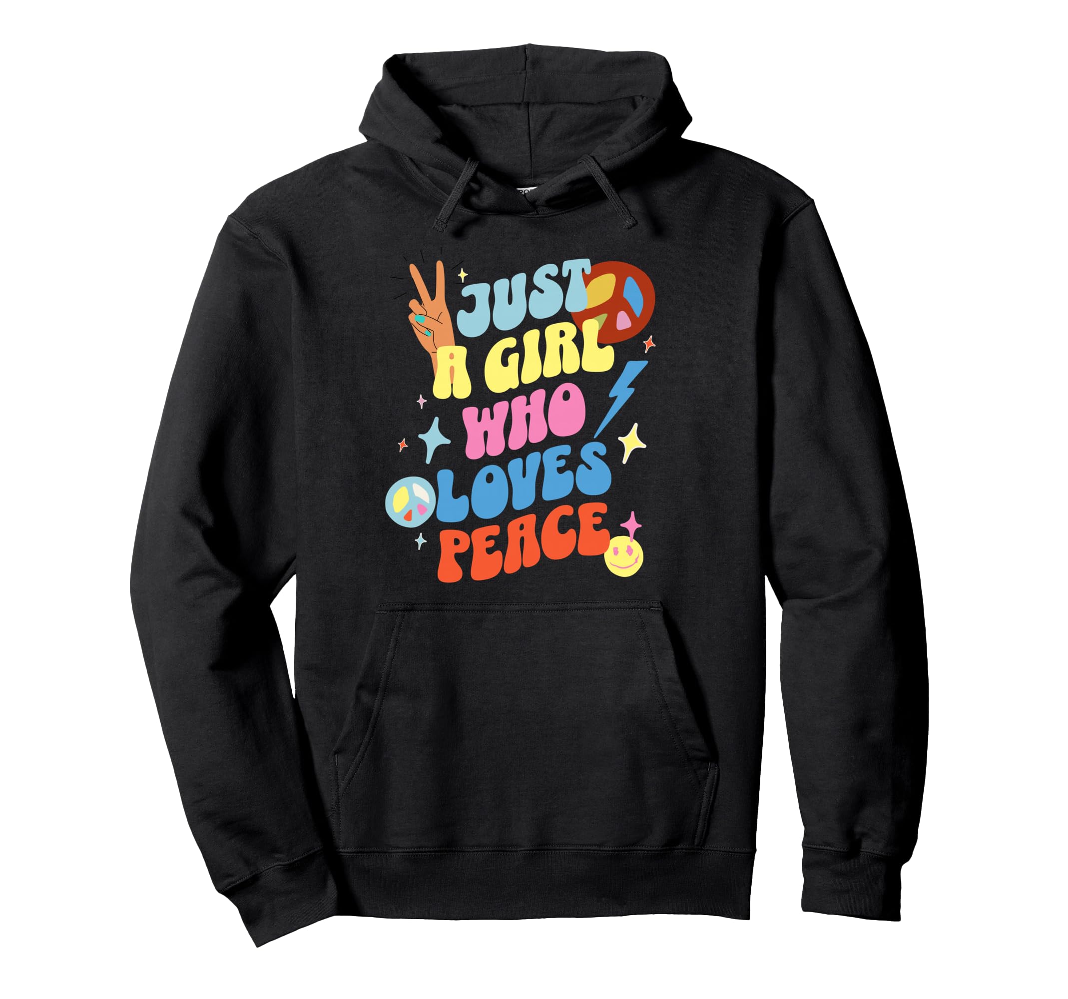 Just Who Loves Peace Womens 70S Hoodie - Casual Everyday Wear Men Women - T-Shirt, Sweatshirt, Hoodie