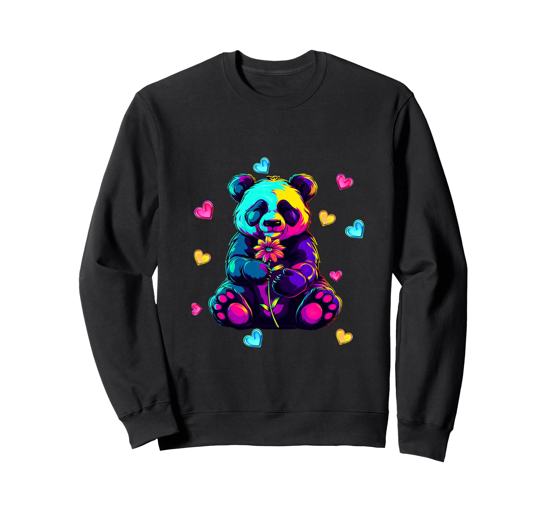 Streetwear Synthwave 80S 90S Panda Sweatshirt - Custom Art Print Men Women - T-Shirt, Sweatshirt, Hoodie