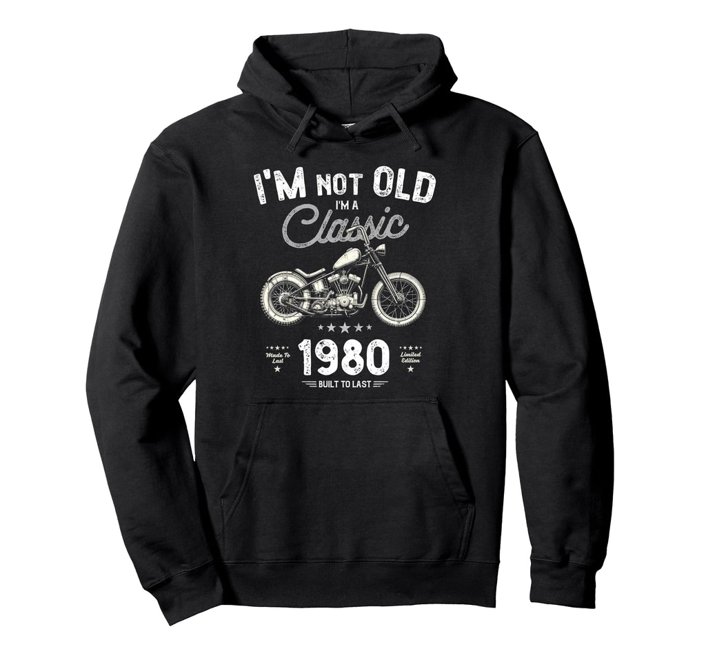 Born 1980 Motorbike Bikers Birthday Hoodie - Fun Novelty Design Men Women - T-Shirt, Sweatshirt, Hoodie
