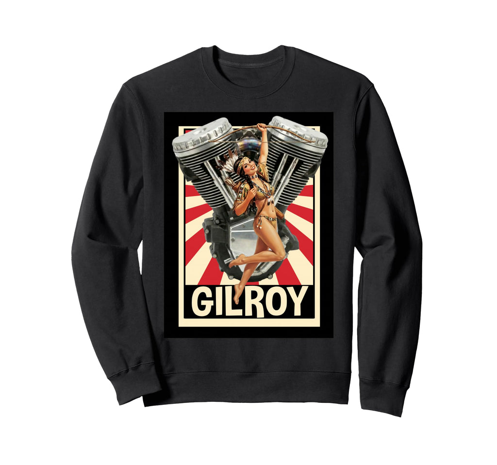 Gilroy Pinup Motorcycle Engine Art Sweatshirt - Trendy Graphic Unisex - T-Shirt, Sweatshirt, Hoodie