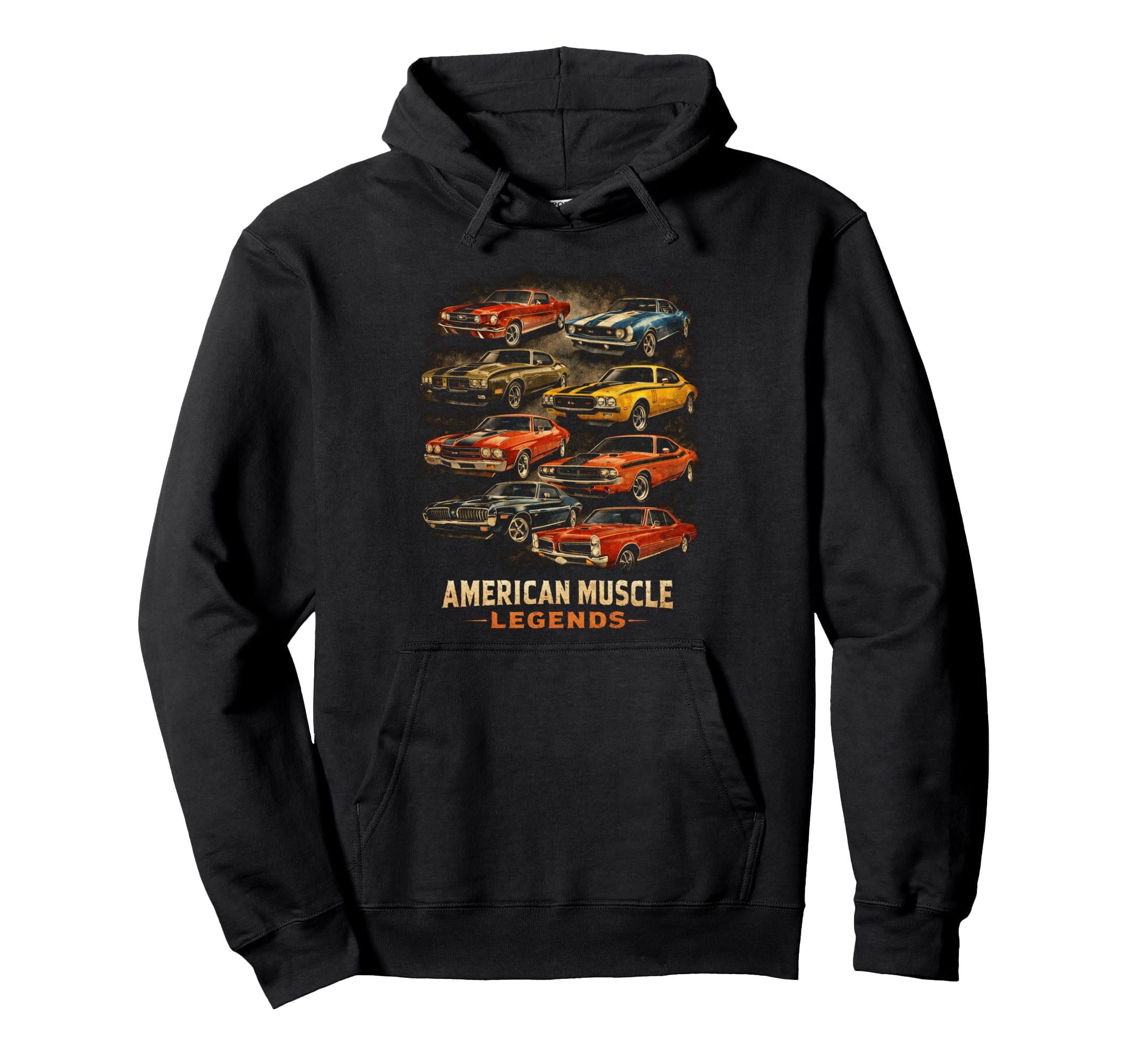 American Muscle Legends Cars Garage Hoodie - Streetwear Style for Adults - T-Shirt, Sweatshirt, Hoodie