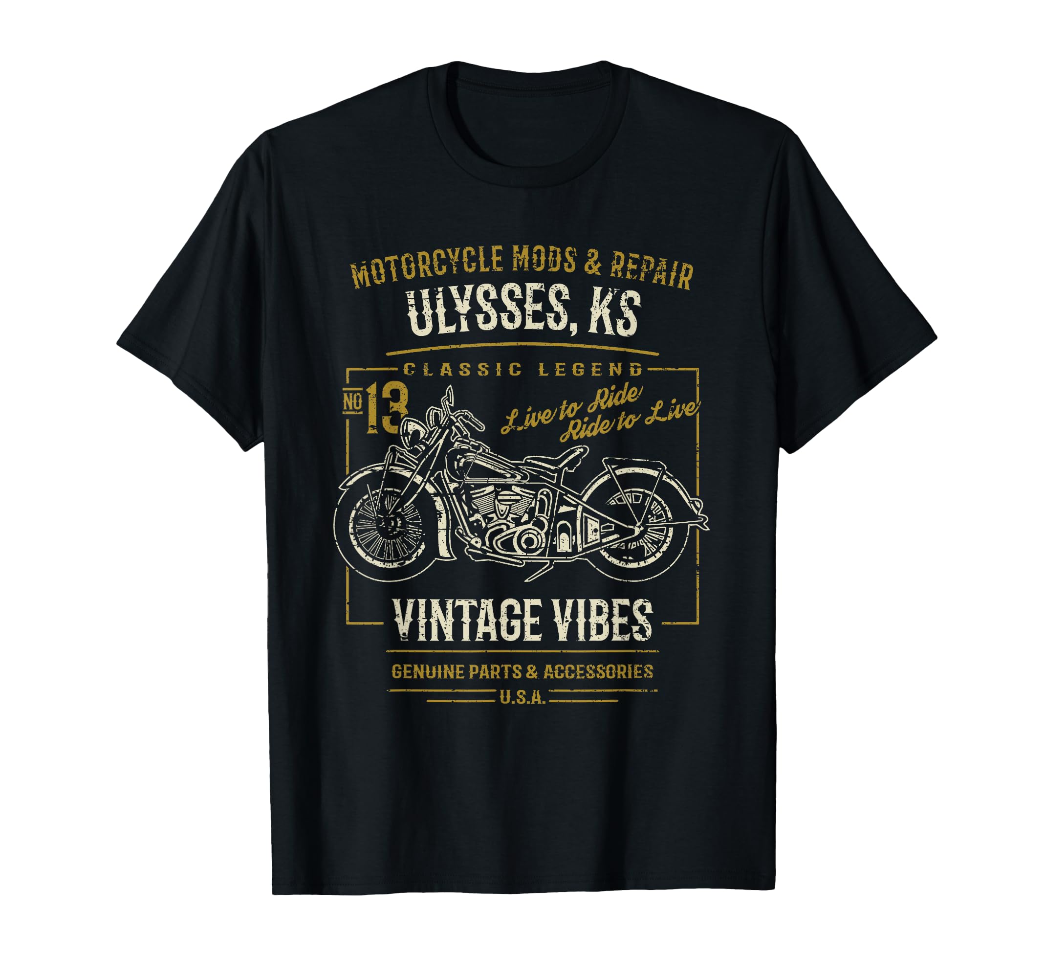 Ulysses Ks Usa Motorcycle Distressed T-Shirt - Fun Novelty Design Men Women - T-Shirt, Sweatshirt, Hoodie