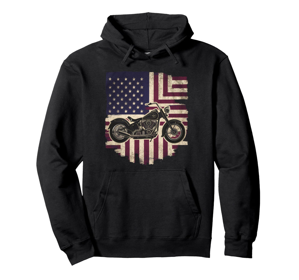 American Usa Flag Motorcycle Hoodie - Trendy Graphic Men Women - T-Shirt, Sweatshirt, Hoodie