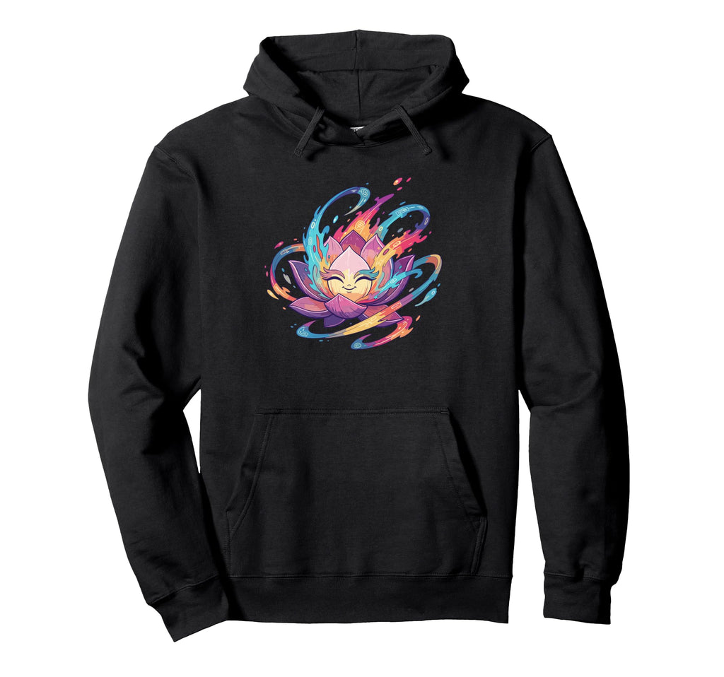 Smiling Lotus Flower Kawaii Meditation Hoodie - Graphic Print Men Women - T-Shirt, Sweatshirt, Hoodie