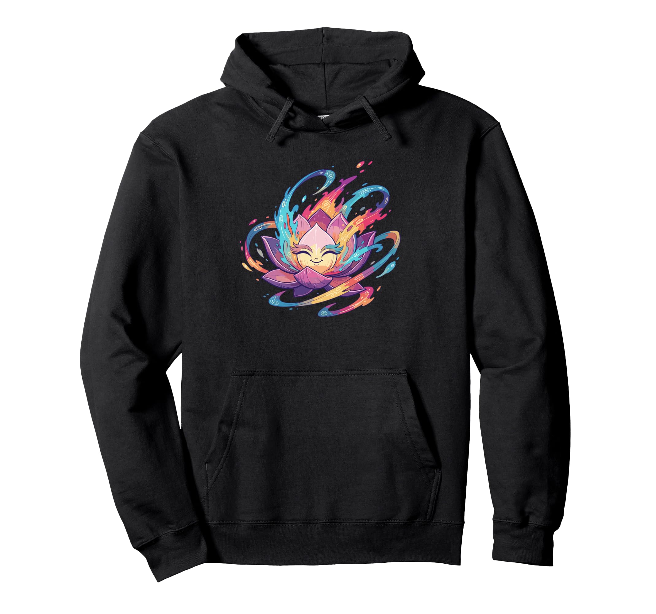 Smiling Lotus Flower Kawaii Meditation Hoodie - Graphic Print Men Women - T-Shirt, Sweatshirt, Hoodie