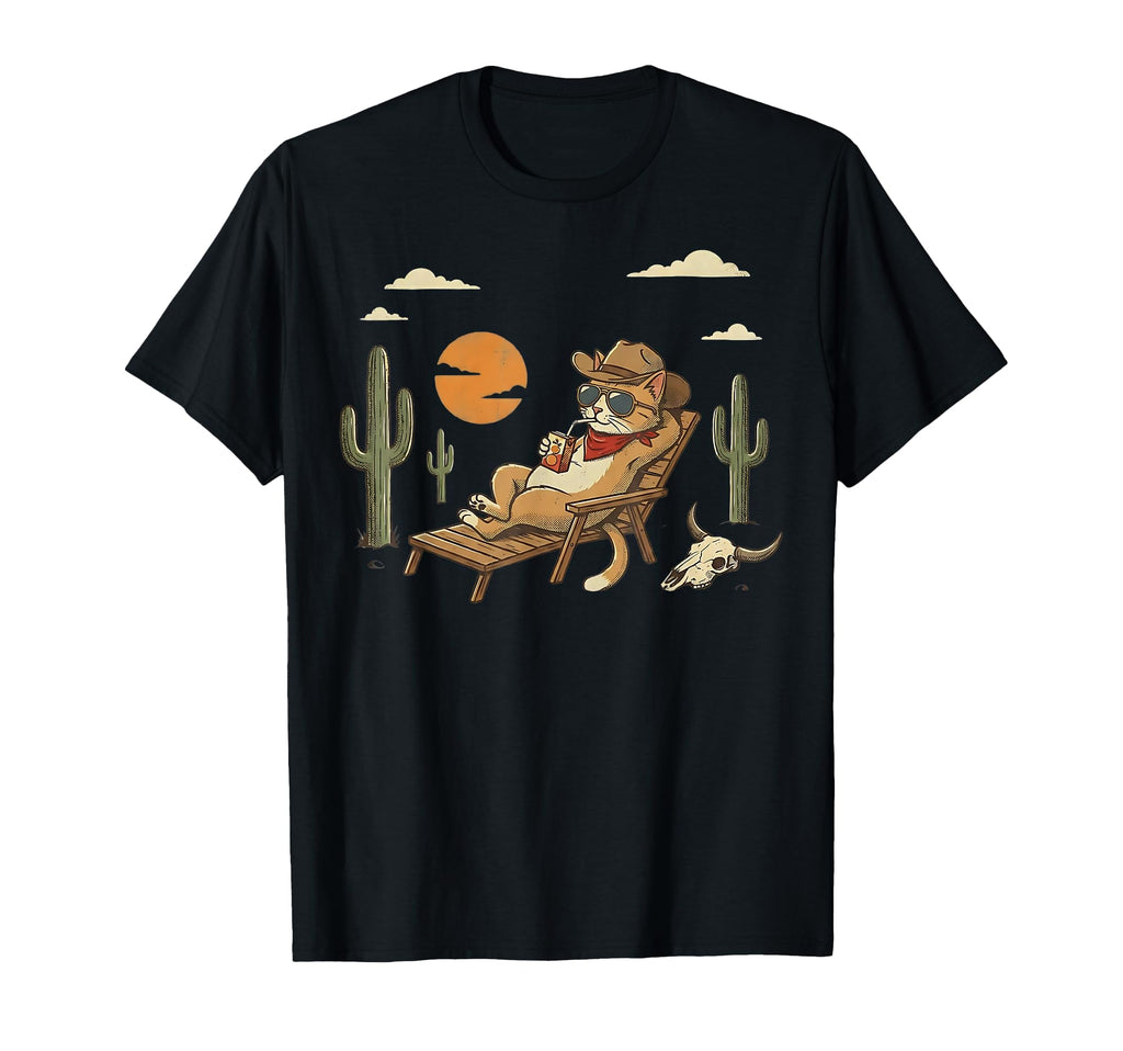 Funny Cowboy Cat Western Country Wild West T-Shirt - Trendy Graphic Unisex - T-Shirt, Sweatshirt, Hoodie